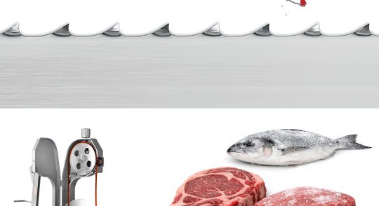 Ленточна пила по мясу, ріже свіже та заморожене м'ясо, для різання замороженого м'яса бика, свинини, баранини та риби.